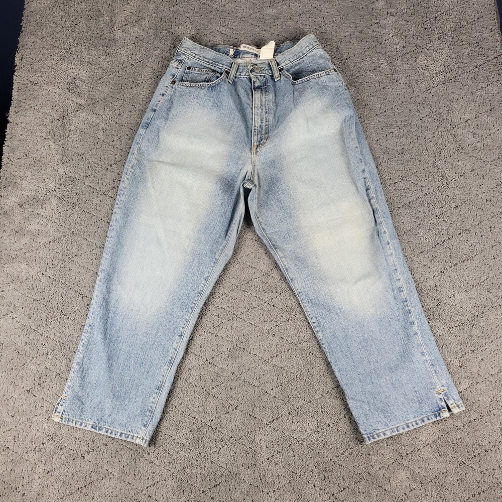 VTG Gap Jeans Womens 12 Blue Crop Revese Fit High Rise Light Wash Faded Y2K